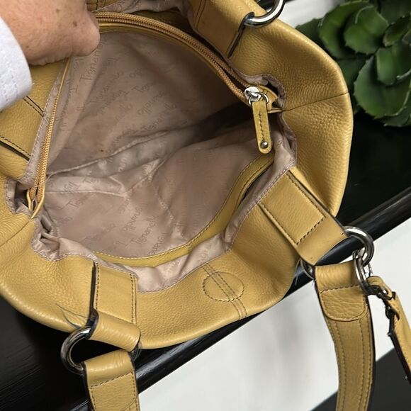 Tignanello, genuine, leather shoulder, handbag purse, mustard, yellow like new - Picture 10 of 10